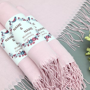 Bridal Shower Pashmina-Wedding Pashmina-Proposal Gift-26&quot;x67&quot;-Wedding Scarf-Personalized Bridesmaid Gift-Light Pink Pashminas-Monogram Scarf