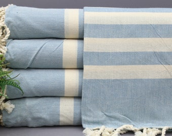 Light Blue Towel-Beach Towel-Bridemaid Towel-Cotton Towel-Turkish Towel-40''x70''-Wedding Towel-Striped Towel-Wholesale Towel-(MTN,BSCZG)