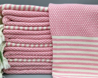 Turkish Towel-Throw Towel-Wholesale Towel-Dark Pink Peshtemal-36''x70''Bathroom Towel-Turkish Peshtemal-Bath Towel-Pink Towel-(DBLL,CFTYZKS)