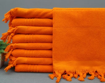Bright Orange Turkish Terry Towel,Bath Towel,36''x70'',Beach Towel,Turkish Towel,Massage Towel,Pool Towel,Wedding Favor,Spa Towel,(DBLL,HVL)