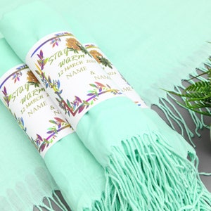 Pashminas-Mint Shawl-Wedding Pashmina-26&quot;x67&quot;-Wedding Scarf-Personalized Bridesmaid Gift-Scarf With Personalized Band-Quality Shawl-Shawls