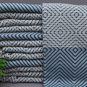 Teal Blue Blanket-Throw Bedspread-Cozy Bed Cover-Cotton Blanket-Turkish Blanket-75&#39;&#39;x83&#39;&#39;-Sofa Cover Blanket-Gift Bedspread-(MRT,DRM,PK)
