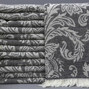 Black Blanket-Throw Bed Cover-Wholesale Bedspread-Turkish Blanket-87&#39;&#39;x95&#39;&#39;-Cotton Blanket-Double Sided Bedspread-Gift Blanket-(SMN,RYL,PK)
