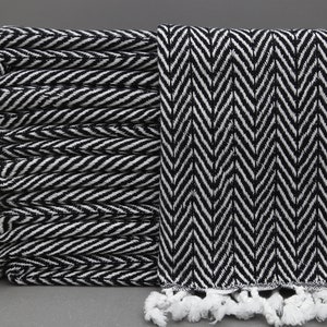 Turkish Towel-Black And White Towel-40''x70''-Herringbone Bath Towel-Turkish Bath Towel Throw-Beach Towel Turkish-Black Towel-(DBLL,DML)