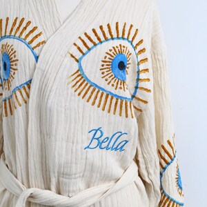Evil Eye Robe, Turkish Bathrobe, Beach Kimono, Turkish Towel Robe ...