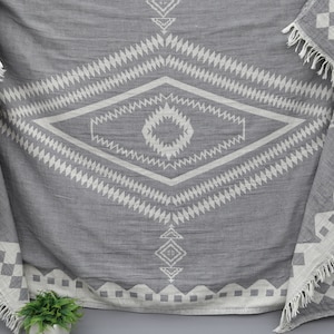 Turkish Towel,Gray Throw Towel,36&#39;&#39;x70&#39;&#39;,Traditional Towel,Gray Towel Turkish,Aztec Towel-Wholesale Towel-Gray Baht Towel Throw-(DBLL,ZTK)