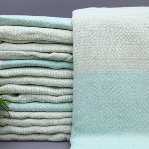Turkish Blanket-Throw Bedspread-Mint Green Blanket-Sofa Cover Blanket-79&#39;&#39;x95&#39;&#39;-Cozy Bed Cover-Wholesale Blanket-Gift Blanket-(TYFN,NFS,PK)