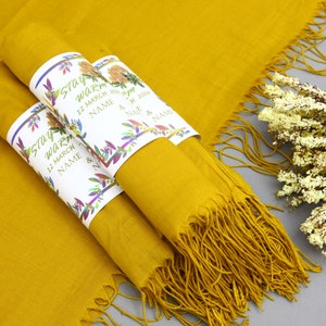 Monogram Pashmina-Wedding Pashmina-Gold Shawls-Gift Scarf-26&quot;x66&quot;-Wedding Scarf-Personalized Bridesmaid Gift-Pashmina With Personalized Band
