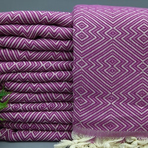 Turkish Blanket-Purple Bed Cover-Cozy Bed Cover-Bulk Bedspread-79&#39;&#39;x95&#39;&#39;-Gift Bed Cover-Throw Bedspread-Handwoven Bed Cover-(TYFN,TM,PK)