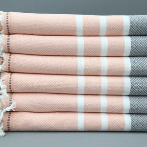 Turkish Towel-Gray Beach Towel-Gray And Orange Towel-40&#39;&#39;x70&#39;&#39;-Cotton Bath Towel-Turkish Throw Towel-Gray Throw Towel-Wedding Gift-(MRT,KPL)