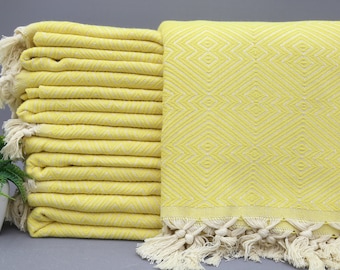 Turkish Blanket-Quality Blanket-Outdoor Blanket-''79x95''Yellow Throw Blanket-Throw Blankets-Chevron Bedspread-Yellow Throws-(TYFN,TM,PK)