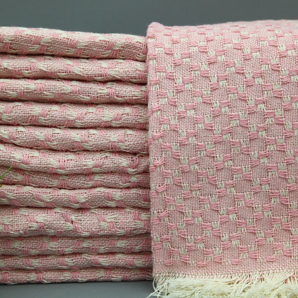 Turkish Blanket-Light Pink Bed Cover-Throw Bed Cover-Wholesale Bedspread-50''x69''-Cozy Bed Cover-Handwoven Bedspread-(MRT,ORG,PK)