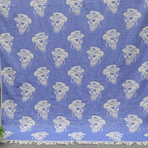 Turkish Towel,Bachelorette Gift Towel,Bridesmaid Towel,Skull Towel,Blue Peshtemal,36&#39;&#39;x70&#39;&#39;-Personalized Towel-Turkish Peshtemal-(DBLL,KRKF)