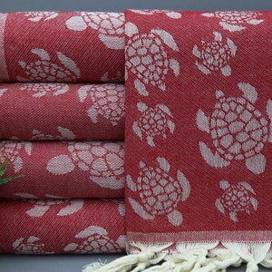 Throw Towel,Red Towel,Beach Towel,Bath Towel,Turkish Towel,38&#39;&#39;x70&#39;&#39;-Cotton Towel-Dual Faced Towel-Aztec Towel-Handmade Towel-(MTN,KPLBG)