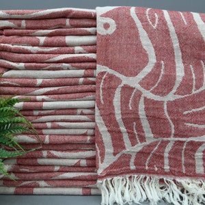 Double Sided Towel,Bridemaid Towel,Red Towel,Gift Towel,Turkish Towel,36&quot;x67&quot;-Handmade Towel-Turkish Peshtemal-Cotton Towel-(SMN,BLK)
