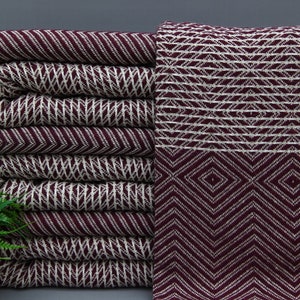 Turkish Blanket-Burgundy Blanket-Throw Bedspread-67&#39;&#39;x79&#39;&#39;-Design Blanket-Sofa Cover Blanket-Gift Blanket-Cotton Blanket-(MRT,DSCKDRM,PK)