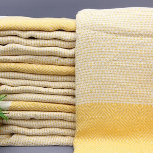 Turkish Blanket-Yellow Blanket-Throw Blanket-Cotton Bed Cover-79&#39;&#39;x95&#39;&#39;-Cozy Bed Cover-Sofa Cover Blanket-Gift Bed Cover-(TYFN,NFS,PK)
