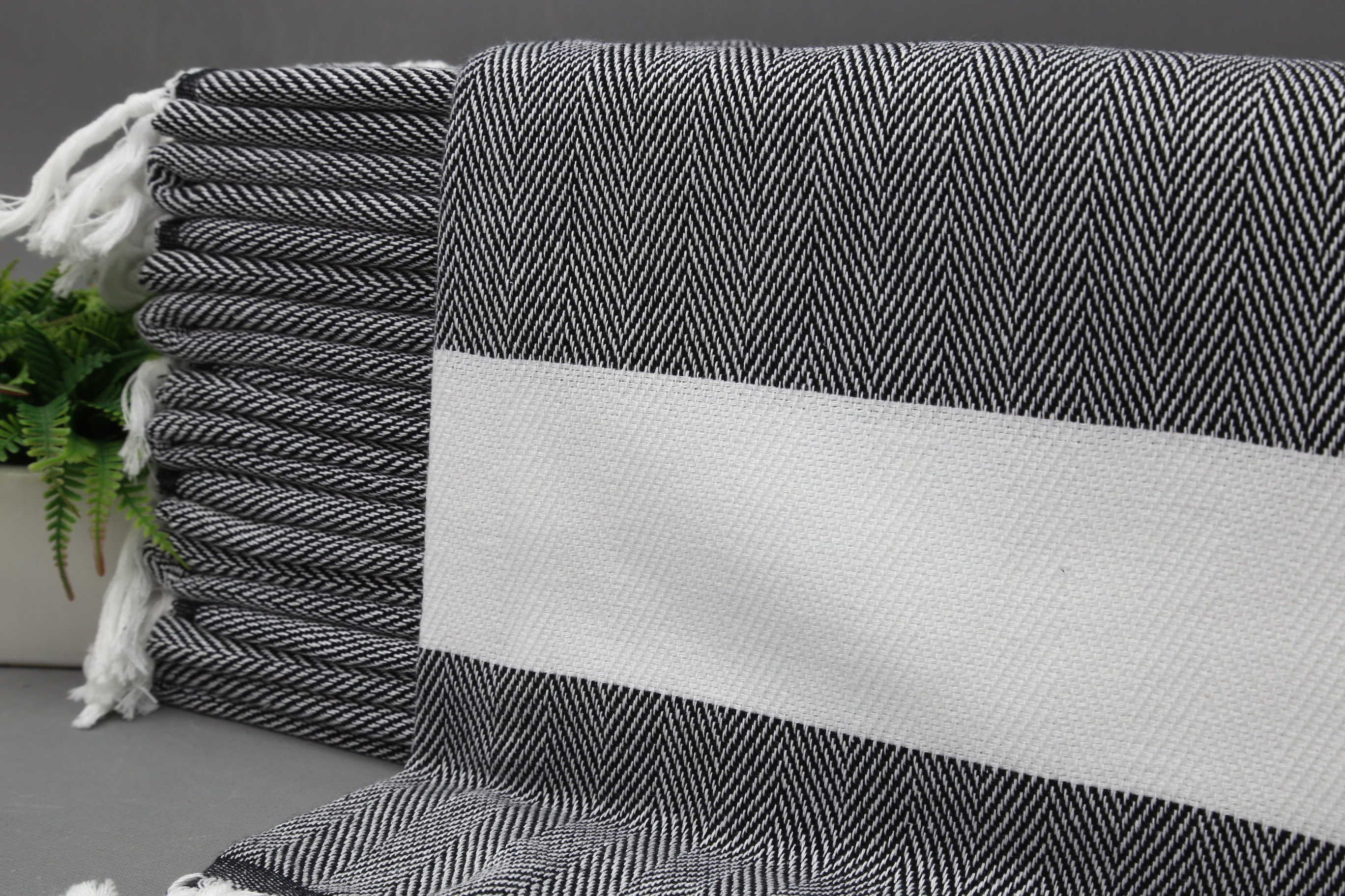 Black and white turkish towels sale