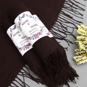 Scarf As A Favor-Wedding Pashmina-Dark Brown Pashminas-26&quot;x66&quot;-Wedding Scarf-Personalized Bridesmaid Gift-Embroidered Shawl-Proposal Gift