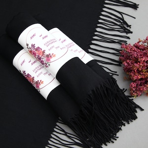 Wedding Scarf-Wedding Pashmina-Monogram Shawl-26&quot;x67&quot;-Personalized Bridesmaid Gift-Proposal Gift-Black Scarf-Pashmina for Weddings