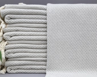Personalized Gift-Turkish Towel-Turkish Peshtemal-Wholesale Towel-36''x67''-Bath Decor-Beach Towel-Light Gray Towel-Spa Towel(DBLL,CFTYZ)
