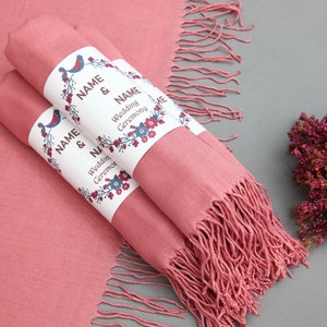 Wedding Pashmina-Vibrant Colored Scarf-Bulk Pashmina-26&quot;x67&quot;-Wedding Scarf-Personalized Bridesmaid Gift-Rose Pashmina-Handmade Shawl