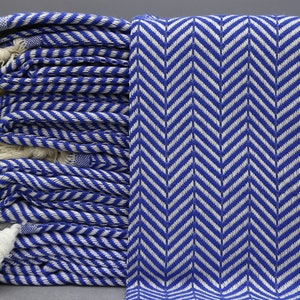 Bulk Blanket-Turkish Blanket-Bed Cover Blanket-Turkish Throw-Handmade Blanket-79''x91''-Housewarming Gift-Sax Blue Blanket-(DML,MRT,PK)