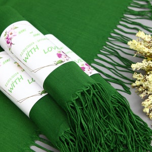 Bulk Pashmina-Wedding Pashmina-Monogram Scarf-26"x67"-Wedding Scarf-Personalized Bridesmaid Gift-Grass Green Pashmina-Pashmina Shawl-Scarfs