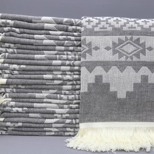 Kilim Towel,Cotton Towel,Turkish Towel,40&#39;&#39;x70&#39;&#39;,Gray Towel,Gray Throw Towel-Turkish Bath Towel-Gray Decorative Towel-Gift Throws-(MRT,KLM)