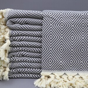 Türkische Decke-Grau Diamant Decke-&#39;&#39;70x91 &#39;&#39;-Decke-Handgemachte Decke-Bett Decke-Grau Turksh Decke-Geschenk Home-(DBLL,LMS,PK)