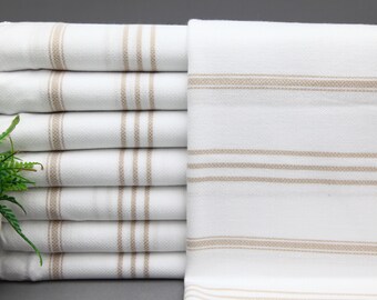 Dish Towel-Small Towel-Beige Striped Hand Towel-Turkish Hand Towel-24"x36"-Wholesale Hand Towel-Kitchen Towel-Tea Towel-(DBLL,SLTN,PSKR)