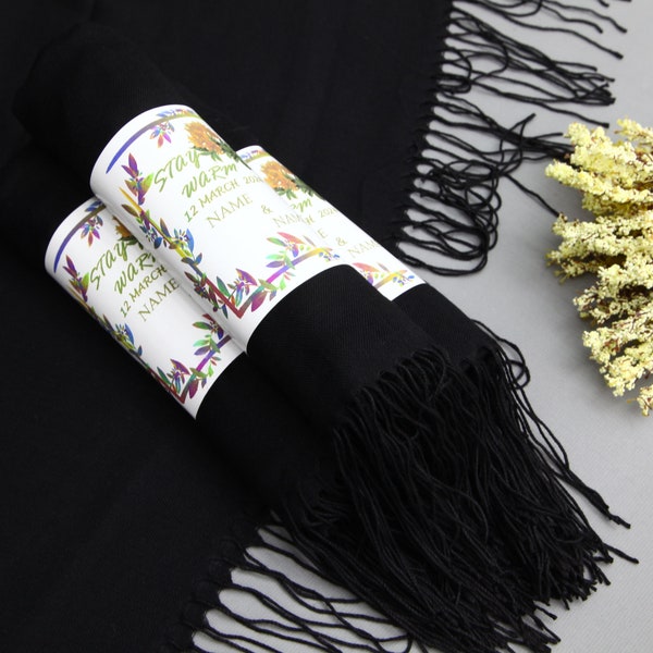 Bridal Party Gift-Quality Pashmina-Wedding Pashmina-Shawl As A Favor-26"x66"-Wedding Scarf-Personalized Bridesmaid Gift-Pashmina-Black Scarf