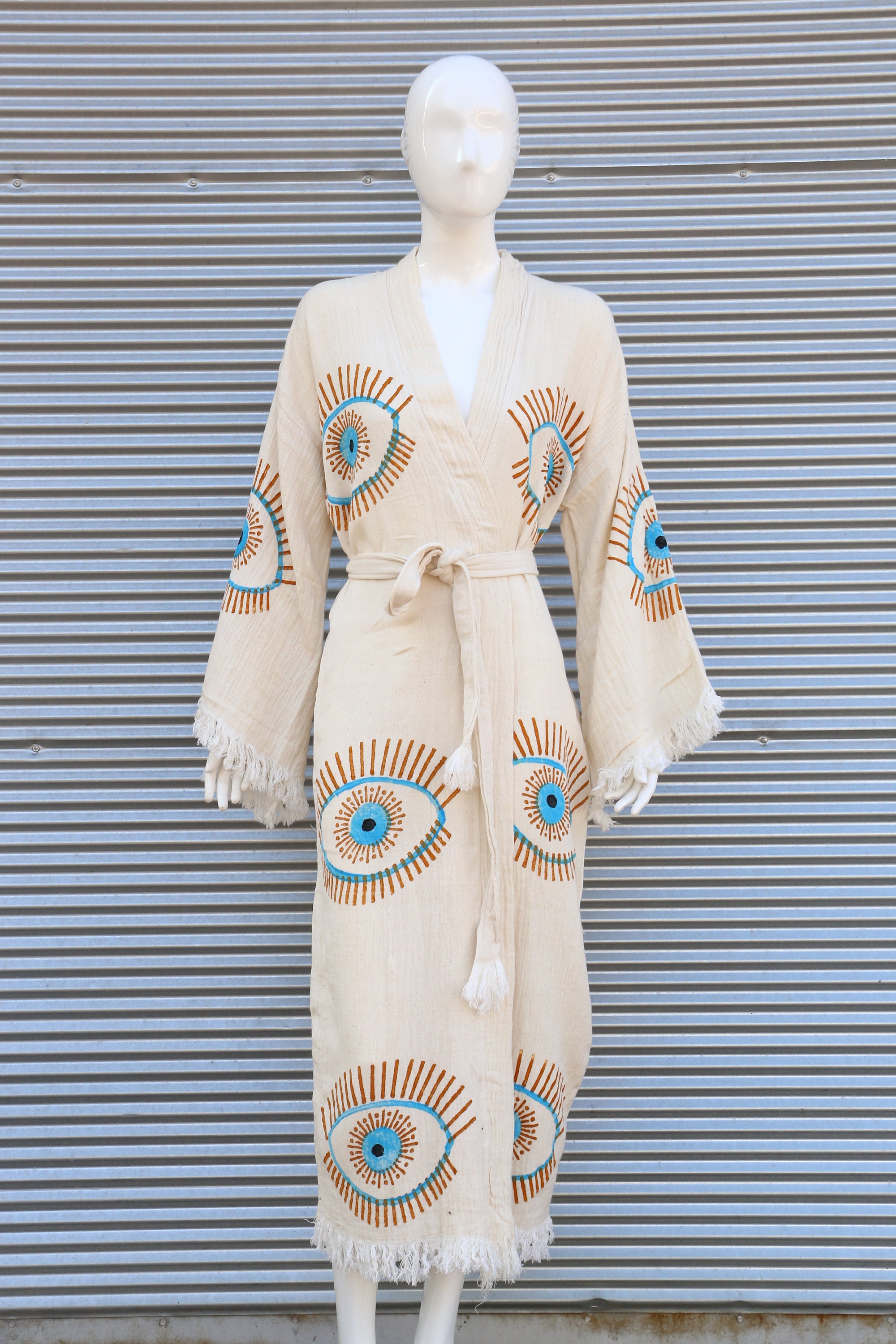 Evil Eye Robe, Turkish Bathrobe, Beach Kimono, Turkish Towel Robe, Morning Gown, Chic Beach Cloths, Bridesmaids Gift, Fouta Kimono Robe