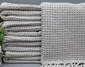 Turkish Towel-Light Beige Towel-Beach Towel-Bridemaid Towel-Bulk Towel-36"x70"-Stonewashed Towel-Waffle Towel-Handmade Towel-(UMT,WFFL)