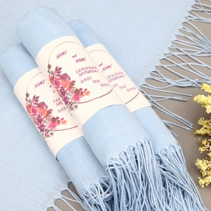 Bulk Shawl-Pashmina Scarf-Monogram Shawl-Wedding Pashmina-Baby Blue Shawl-26&quot;x67&quot;-Wedding Scarf-Personalized Bridesmaid Gift-Quality Scarf