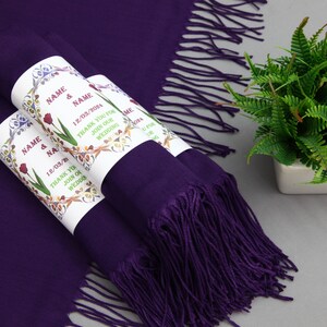 Wedding Pashmina-Purple Pashmina-Scarf With Personalized Band26&quot;x67&quot;-Wedding Scarf-Personalized Bridesmaid Gift-Shawl for Weddings-Shawl
