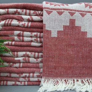 Red Towel,Beach Towel,Wholesale Towel,Cotton Towel,Aztec Towel,Turkish Towel-40&quot;x67&quot;-Bridemaid Towel-Double Sided Towel-Spa Towel-(SMN,KLM)