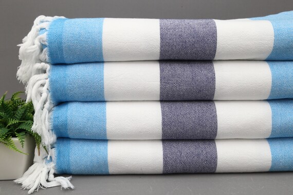Turkish Towel turkish Peshtemal terry Towel navy Blue and