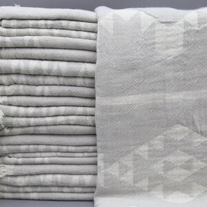 Boho Bedding-Turkish Blanlet-Turkish Boho Blanket-Gift Blanket-Sofa Cover-Bedspread Blanket-56&#39;&#39;x70&#39;&#39;-Cotton Light Gray Blanket(DBLL,KLM,PK)