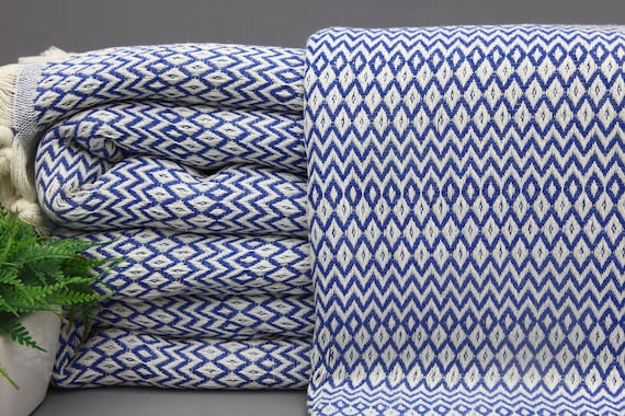 Turkish Blanket sax Blue Blanket wholesale Blankets gift Blanket 75 x89 designer Blanket handwoven Blanket sofa Decor throwsarf kdgz pk Etsy Canada