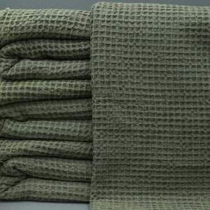 Bulk Blanket-Turkish Blanket-Stonewashed Blanket-Waffle Blanket-70&#39;&#39;x95&#39;&#39;-Cotton Blanket-Khaki Bed Cover-Housewarming Gift(UMT,WFFL,PK)