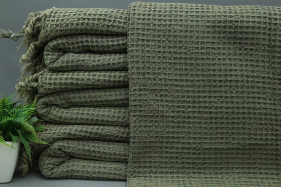 Bulk Blanket turkish Blanket stonewashed Blanket waffle Blanket 70 x95 cotton Blanket khaki Bed Cover housewarming Giftumt wffl pk Etsy Canada