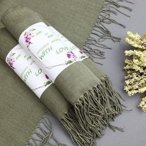 Wedding Pashmina-Pashmina Shawl-Quality Scarf-26&quot;x67&quot;-Wedding Scarf-Personalized Bridesmaid Gift-Khaki Pashmina-Bachelorette Scarf-Shawls