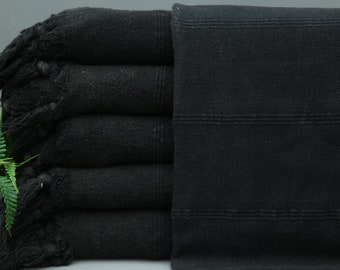 Bulk Towels-Towels For Wedding-Towels For Gift-Black Design-Turkish Towel-Bed Cover Towel-36''x63''-Boho Black Towel-Hotel Towel-(DBLL,MKZS)