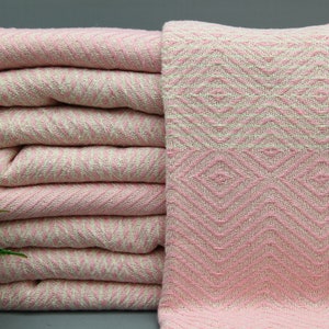 Light Pink Blanket-Throw Bed Cover-Wholesale Blanket-Turkish Blanket-79&#39;&#39;x91&#39;&#39;-Gift Bedspread-Cozy Bed Cover-Sofa Cover Blanket-(MRT,DRM,PK)
