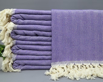 Turkish Blanket-Purple Cozy Blanket-Warm Blanket-''79x99''-Throw Bed Cover-Handwoven Bedspread-Purple Throw Blankets-(DBLL,BLKSRT,PK)