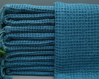 Turkish Towel-Bridemaid Towel-Bulk Towel-Teal Towel-Beach Towel-36"x70"-Waffle Towel-Bath Towel-Throw Towel-Stonewashed Towel(UMT,WFFL)