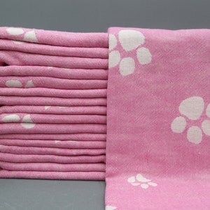Turkish Towel,Bridesmaid Gift Towel,Pink Towel,Boho Towel,Double Face Towel,Throws-Paw Design Towel-36''x70''-Turkish Peshtemal-(DBLL,PT)