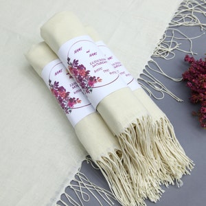 Monogram Shawl-Wedding Pashmina-Bridal Shower Gift-Handmade Scarf-26&quot;x66&quot;-Shawls-Wedding Scarf-Personalized Bridesmaid Gift-Natural Shawl