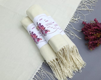 Monogram Shawl-Wedding Pashmina-Bridal Shower Gift-Handmade Scarf-26"x66"-Shawls-Wedding Scarf-Personalized Bridesmaid Gift-Natural Shawl